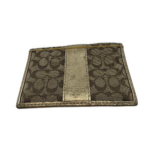Coach Gold Signature C Canvas Card Case